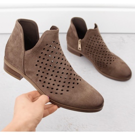 Botins femininos em camurça com recorte, marrom, Vinceza 58240