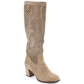 Botas femininas de camurça com aberturas, bege Jezzi ASA156-13 Botas femininas de camurça com aberturas, bege Jezzi ASA156-13