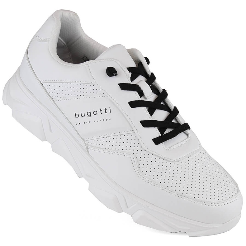 Calçado desportivo masculino confortável em Bugatti branco