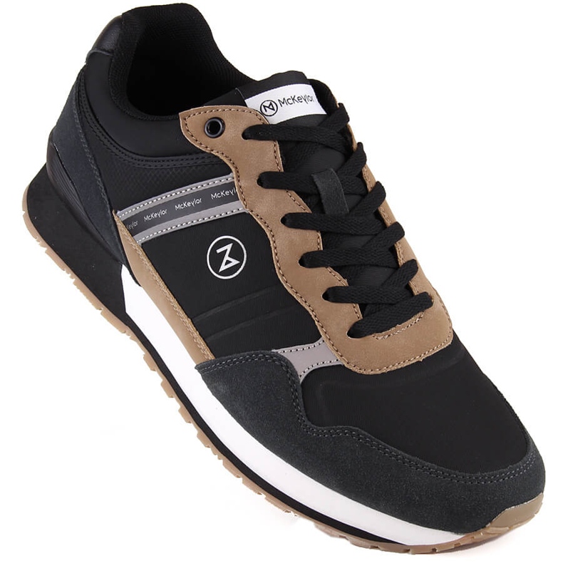 Calçados esportivos masculinos de couro preto McKeylor 74111