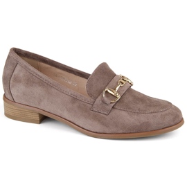 Sapatos femininos de camurça marrom com salto baixo Potocki SZ12300