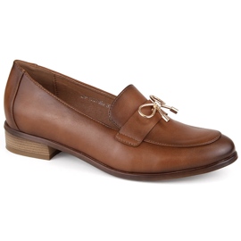 Sapatos femininos marrons de salto baixo Potocki SZ12379 marrom