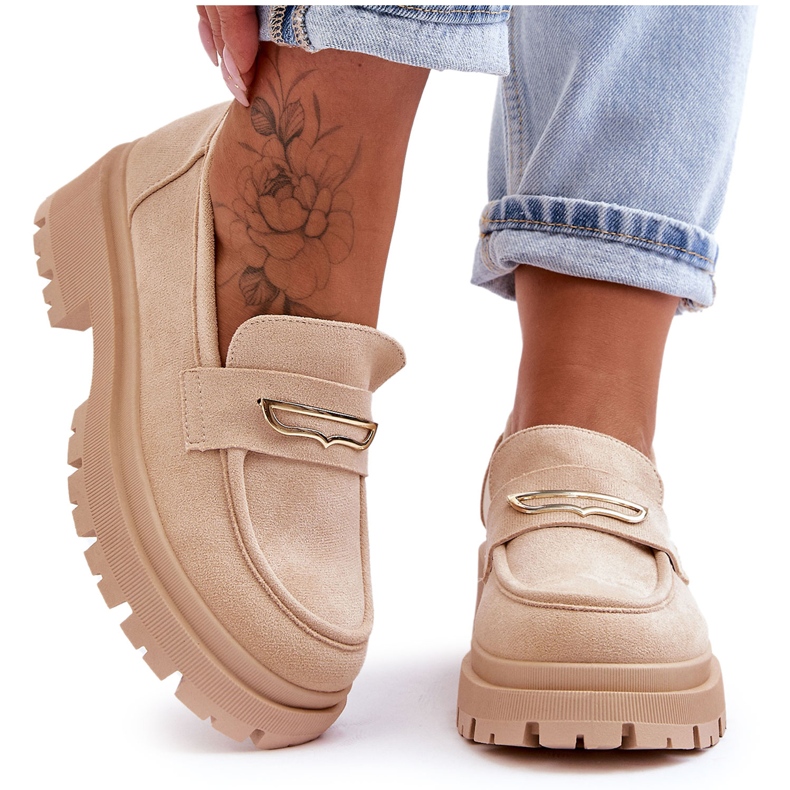 Seastar Mocassim feminino de camurça sem cadarço Bege Pure Love