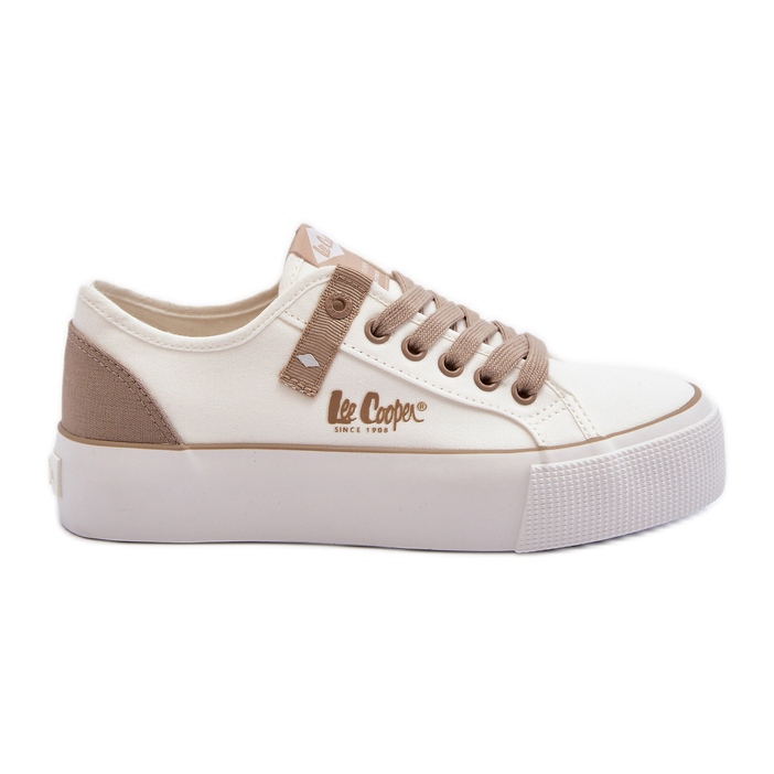 Lee Cooper LCW-24-31-2198 Tênis feminino de tecido, branco