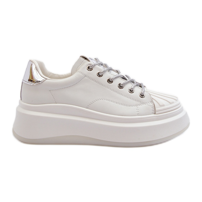 Tênis feminino de couro na plataforma GOE NN2N4033 branco