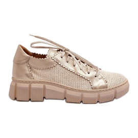 Sapatos femininos de couro Maciejka 05850-22 Bege claro
