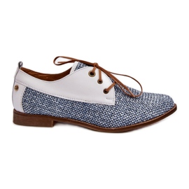 Sapatos baixos de couro feminino Maciejka 06461-17 azul