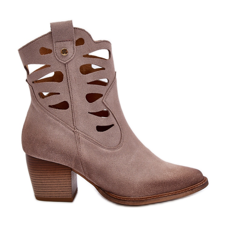 Botins de couro com recortes Maciejka 06412-04 Bege