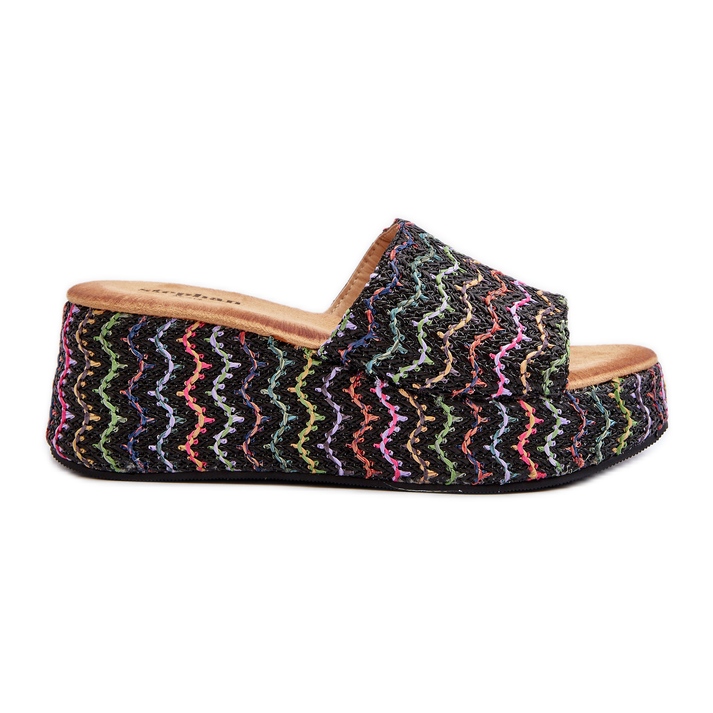 Chinelos femininos Vanarila Wedge pretos