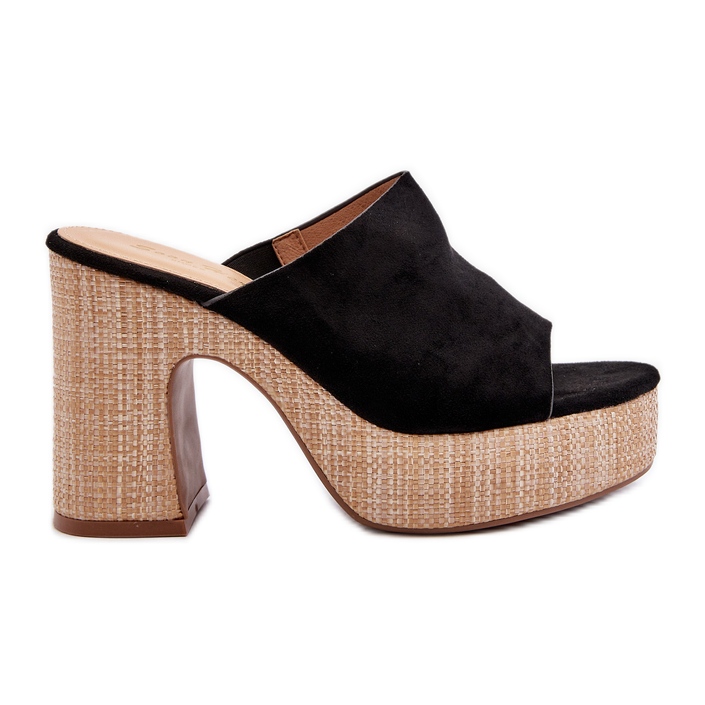 Chinelos femininos de salto alto, pretos, Siobhan