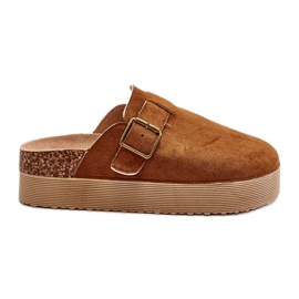 Tamancos com plataforma Camel Jorffia feminino castanho