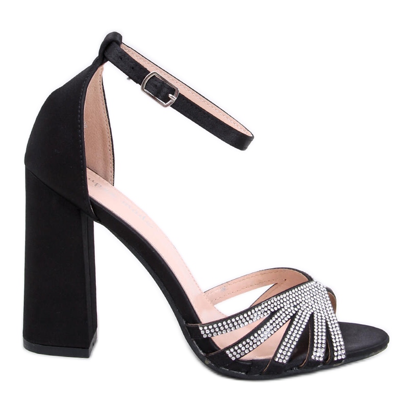 Nikitai Sandália preta de salto alto com strass preto