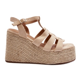 Sandálias de cunha Gnosis bege com trança