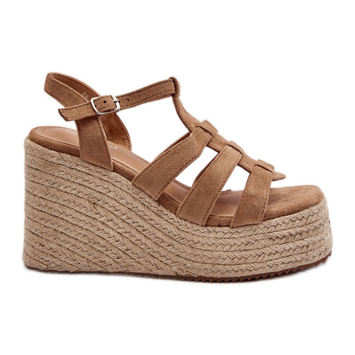 Sandálias de cunha com trança, Marrom Gnosis castanho