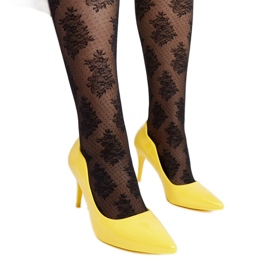 Sapatos de salto alto amarelos envernizados Pauliina
