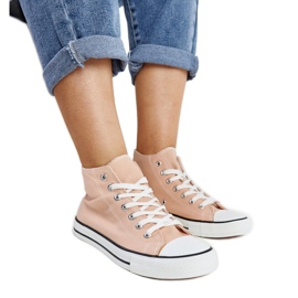 Tênis cano alto Eliska rosa claro