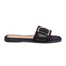 Chinelos femininos brilhantes com tops pretos decorados