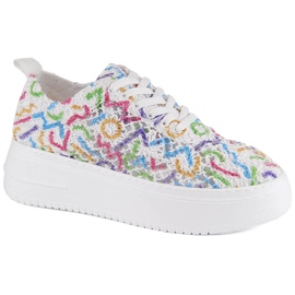 Sapatos femininos de renda na plataforma multicolor T.Sokolski W503 multicolorido