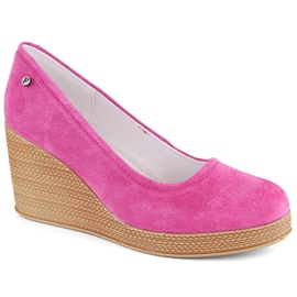 Sapatos femininos de camurça de couro fúcsia Filippo DP3521 rosa