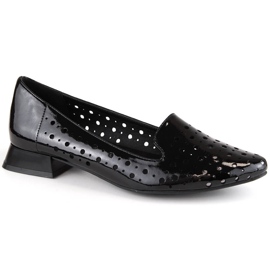 M. DASZYŃSKI Sapatos femininos envernizados com aberturas M.Daszyński SA178A-2 preto