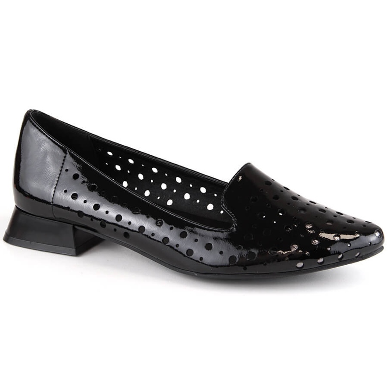 M. DASZYŃSKI Sapatos femininos envernizados com aberturas M.Daszyński SA178A-2 preto