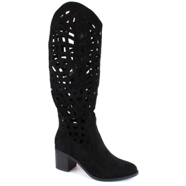 Botas femininas pretas com aberturas Jezzi RMR2337-6 preto