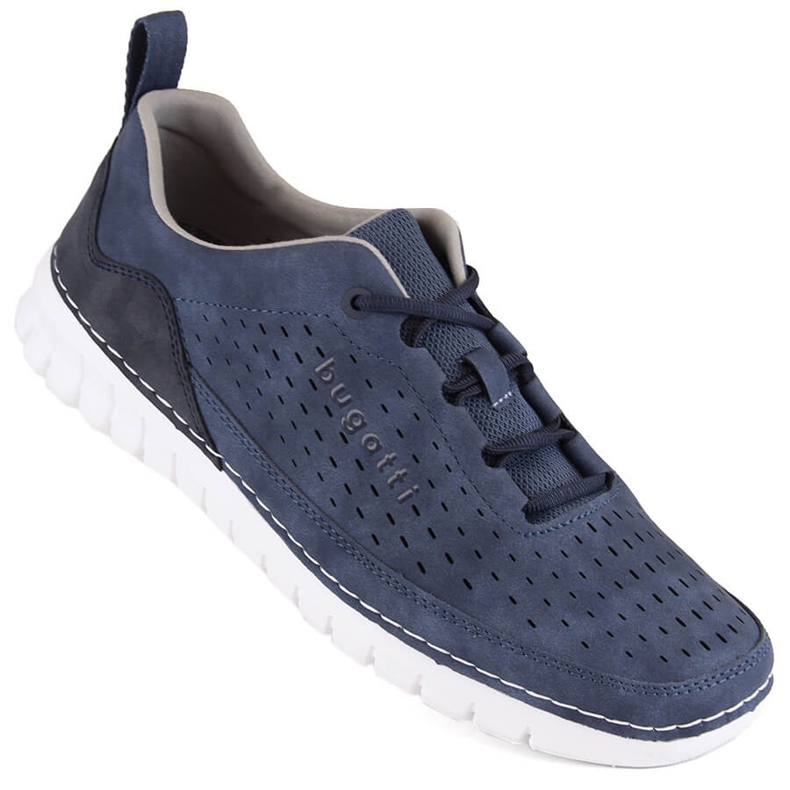 Calçado esportivo masculino confortável com aberturas, Bugatti azul escuro NN153319 Calçado esportivo masculino confortável com aberturas, Bugatti azul escuro NN153319