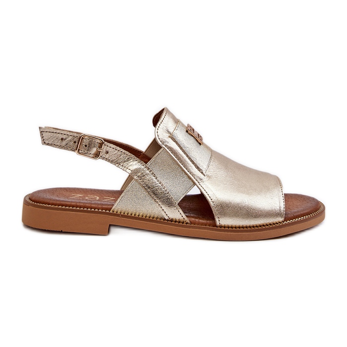 Zazoo 40385 sandálias femininas de couro douradas dourado