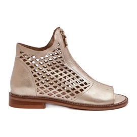 Zazoo 977/L Sandálias perfuradas de couro com zíper, douradas dourado Zazoo 977/L Sandálias perfuradas de couro com zíper, douradas dourado