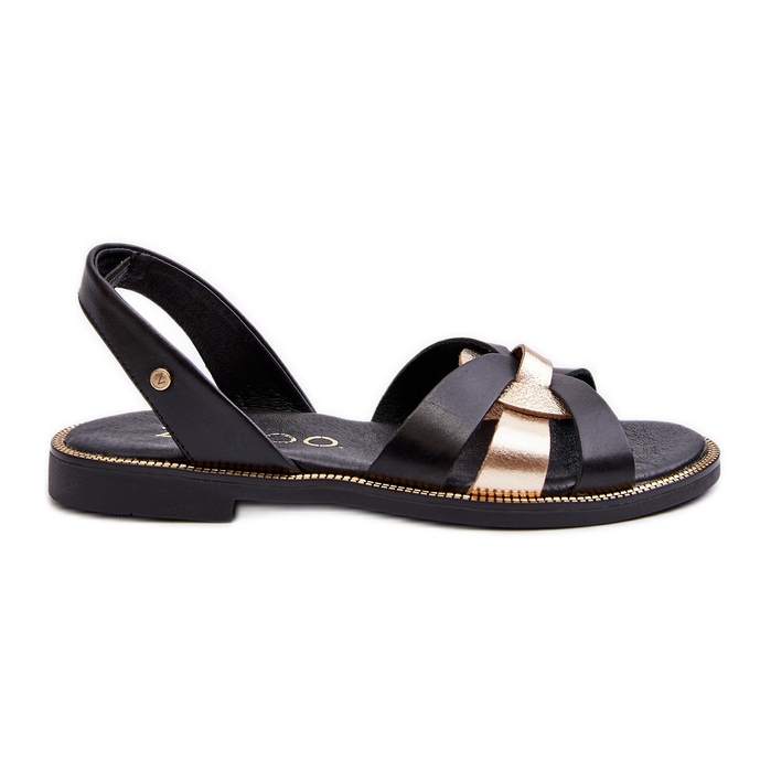 Zazoo 40382 Sandálias femininas de couro preto