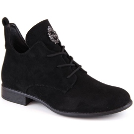 Botins de camurça com salto baixo Jezzi W JEZ426A, preto Botins de camurça com salto baixo Jezzi W JEZ426A, preto