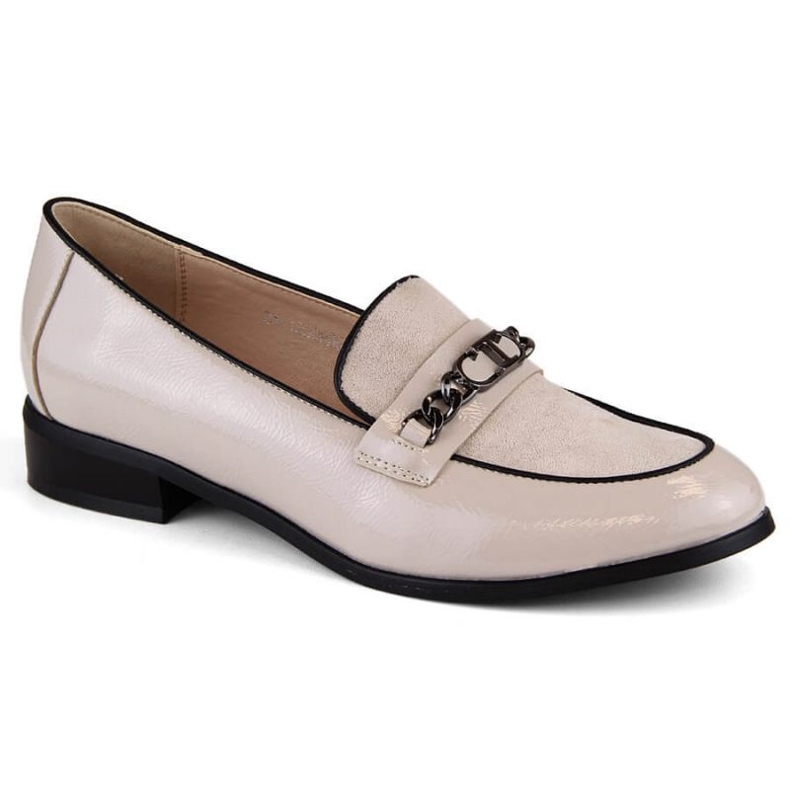 Sapatos de salto baixo bege envernizados Potocki W WOL220