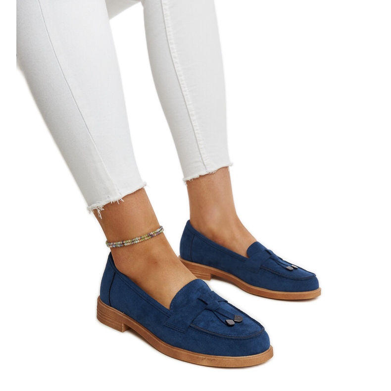 Mocassins de camurça azul marinho da Vinceza