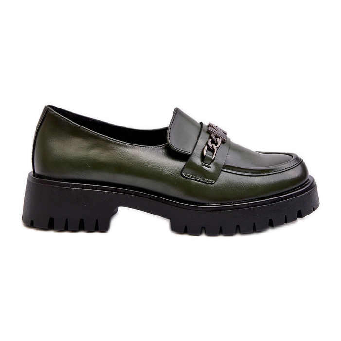 Vinceza Mocassins femininos de couro com decoração, verde escuro, Loraleima