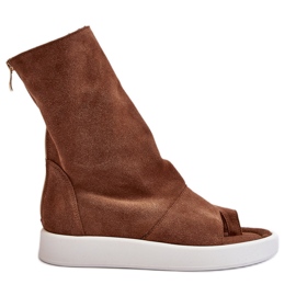 Zazoo 3441 Sandálias femininas de camurça com parte superior marrom castanho Zazoo 3441 Sandálias femininas de camurça com parte superior marrom castanho