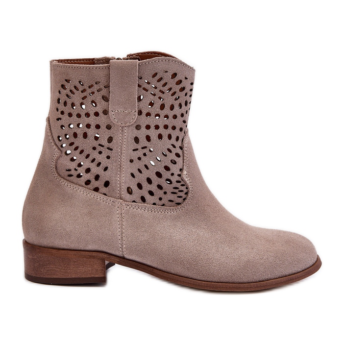 Zazoo 3305/2 Botas femininas de cappuccino perfuradas bege