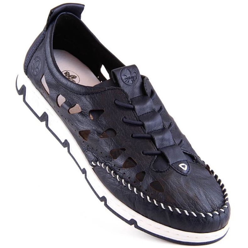 Sapatos perfurados de couro Rieker W RKR652, azul marinho