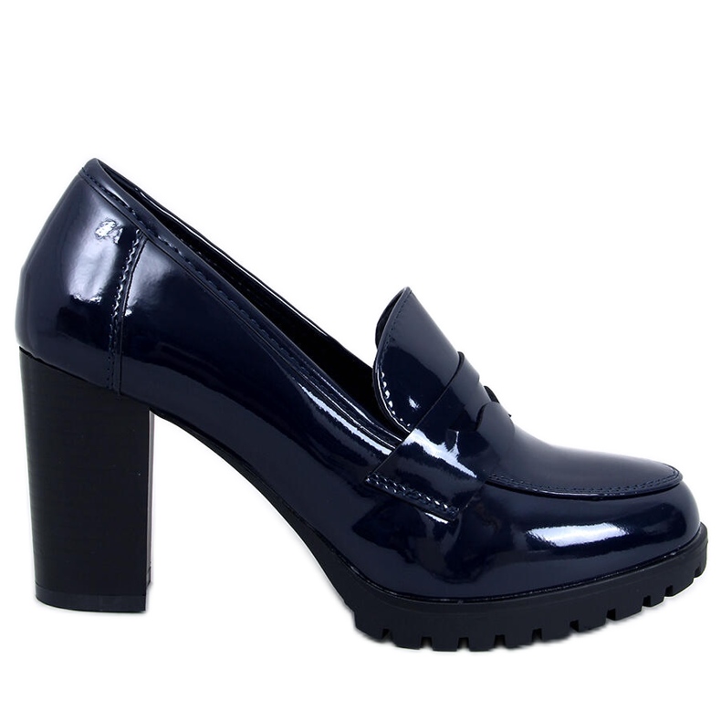 Mocassins de salto envernizado Jeffis Dark Blue azul