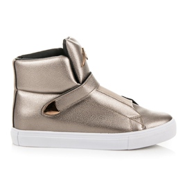 Tênis alto com velcro cinza amarelo multicolorido