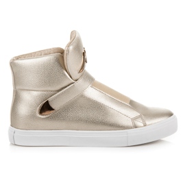 Tênis cano alto com velcro amarelo