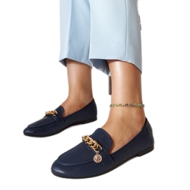 Mocassins azul marinho com corrente Scaletta Mocassins azul marinho com corrente Scaletta