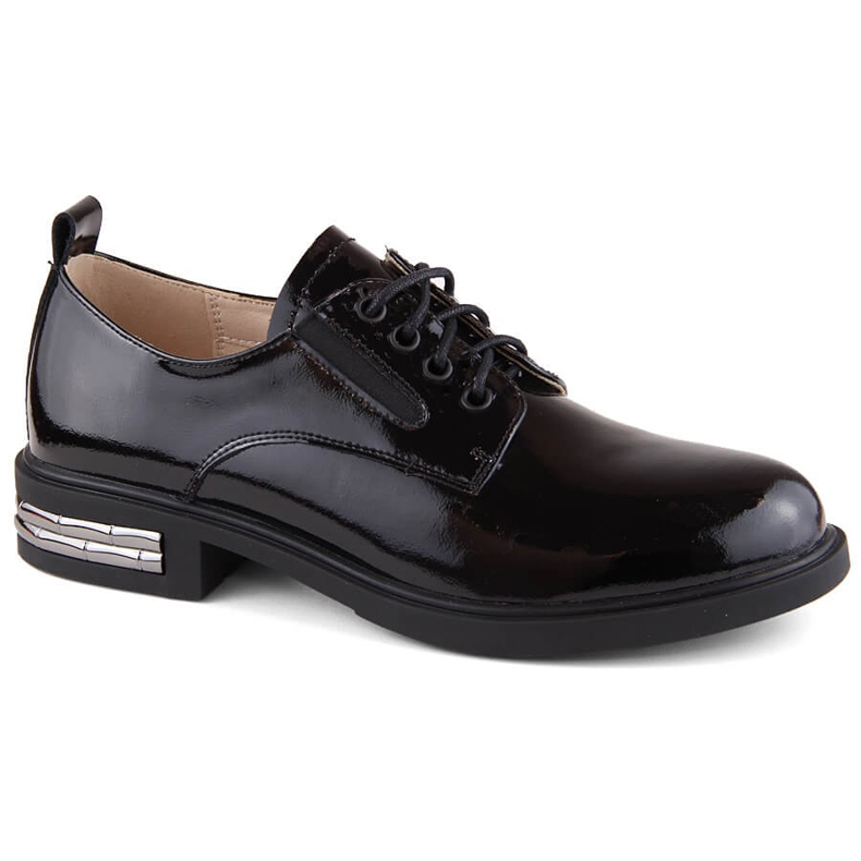 Sapatos oxford femininos de couro envernizado preto Filippo DP6189
