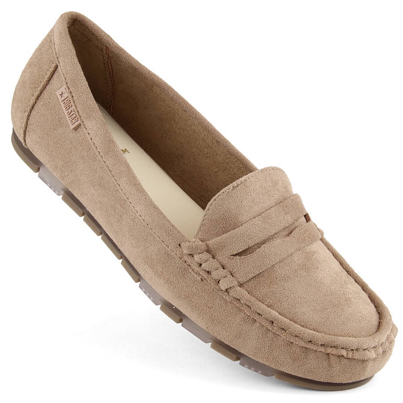 Mocassins femininos confortáveis ​​de camurça bege Big Star NN274930