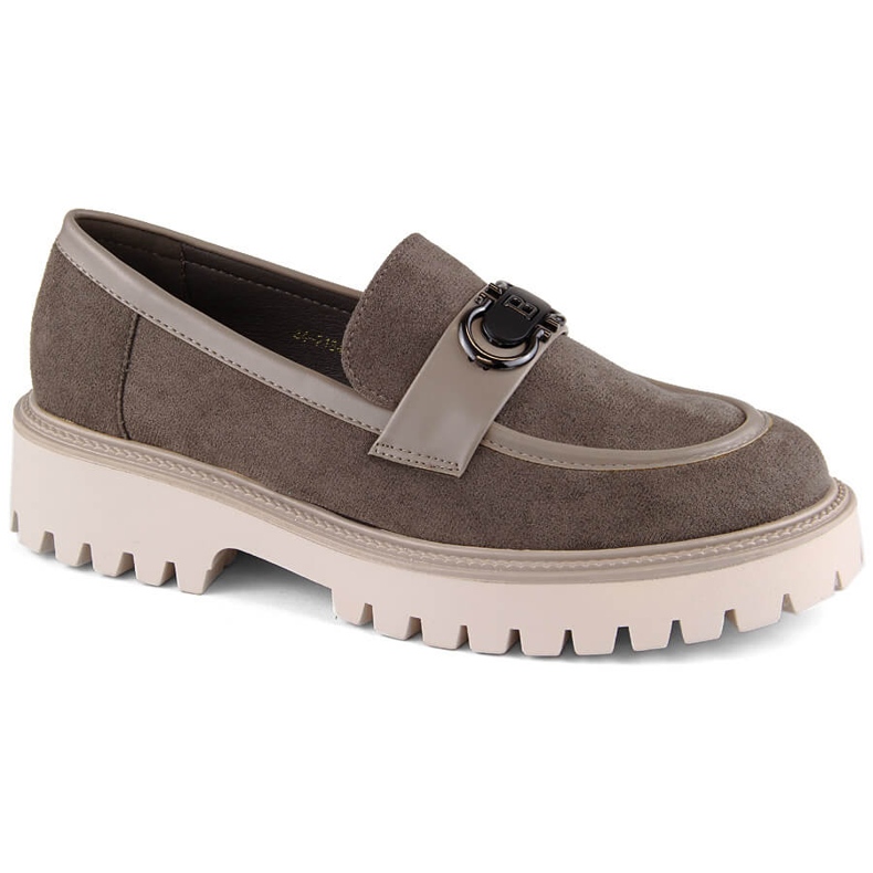 Sapatos femininos de camurça, mocassins com salto alto e plataforma, marrom Potocki YQ21342 castanho