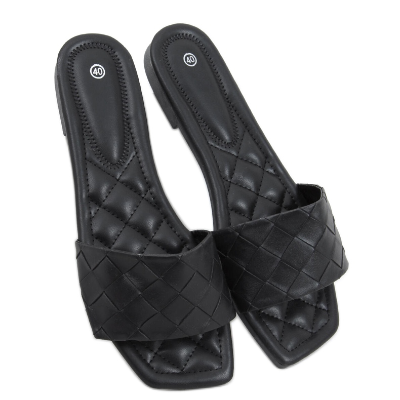 Sahar Black Chinelos de sola quadrada preto