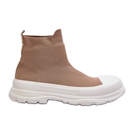 Botas femininas com meia slip-on, marrom Ilanae