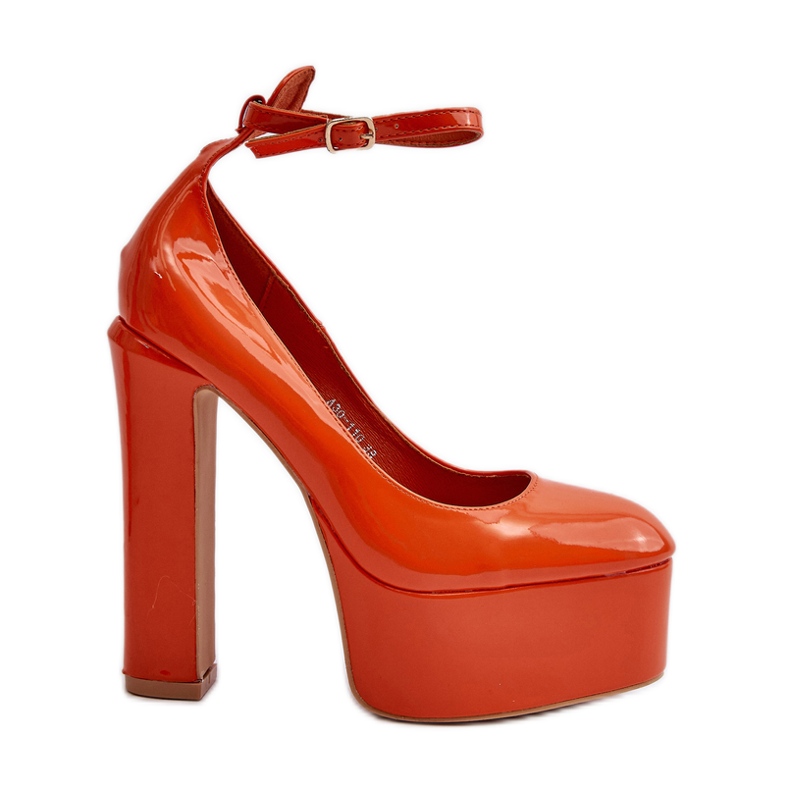 Sapatos de couro envernizado em plataforma enorme e salto, Ninames laranja