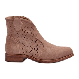 Botas femininas abertas com salto plano bege S.Barski HY66-151