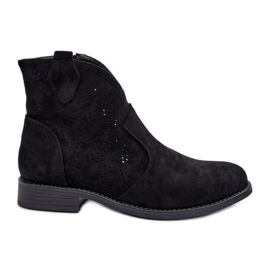 Botas femininas abertas com salto plano pretas S.Barski HY66-151 preto