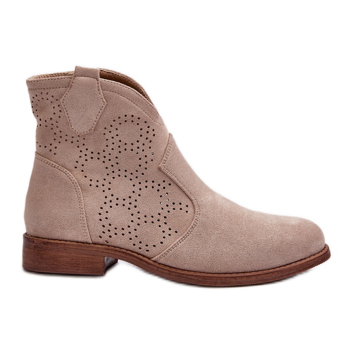 Botas femininas abertas com salto plano, bege claro S.Barski HY66-151